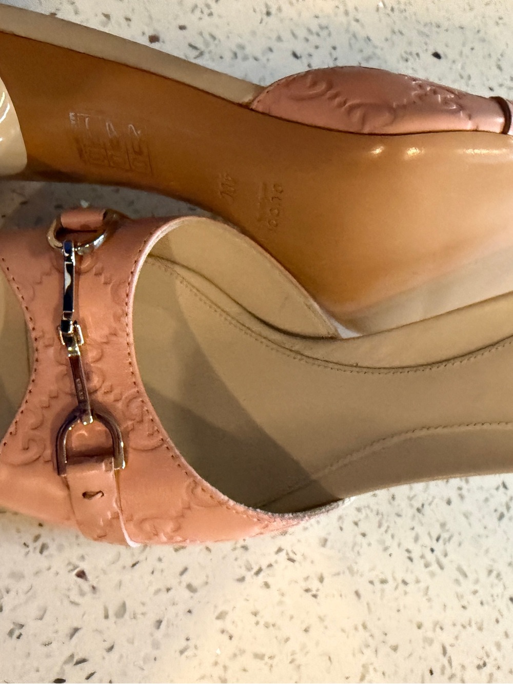 Gucci Pink Leather Horsebit Open-Toe Mules - Picture 7 of 8